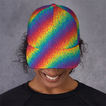 Pixel Rainbow Pattern Print Baseball Cap