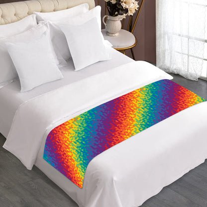 Pixel Rainbow Pattern Print Bed Runner