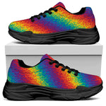 Pixel Rainbow Pattern Print Black Chunky Shoes