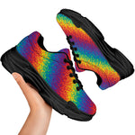 Pixel Rainbow Pattern Print Black Chunky Shoes