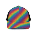 Pixel Rainbow Pattern Print Black Mesh Trucker Hat