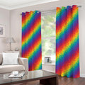 Pixel Rainbow Pattern Print Dimout Grommet Curtains