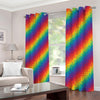 Pixel Rainbow Pattern Print Blackout Grommet Curtains