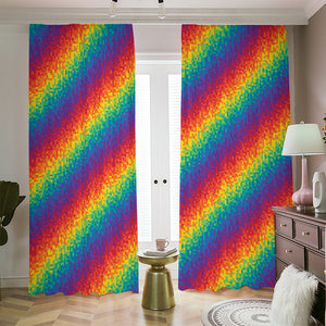 Pixel Rainbow Pattern Print Blackout Pencil Pleat Curtains