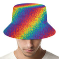 Pixel Rainbow Pattern Print Bucket Hat