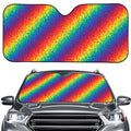 Pixel Rainbow Pattern Print Car Windshield Sun Shade