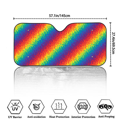 Pixel Rainbow Pattern Print Car Windshield Sun Shade