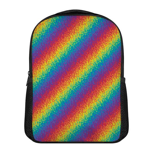 Pixel Rainbow Pattern Print Casual Backpack