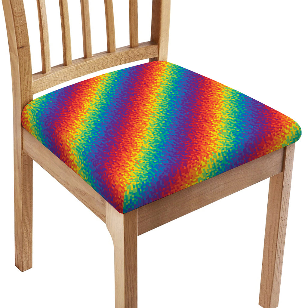 Pixel Rainbow Pattern Print Chair Cushion Cover