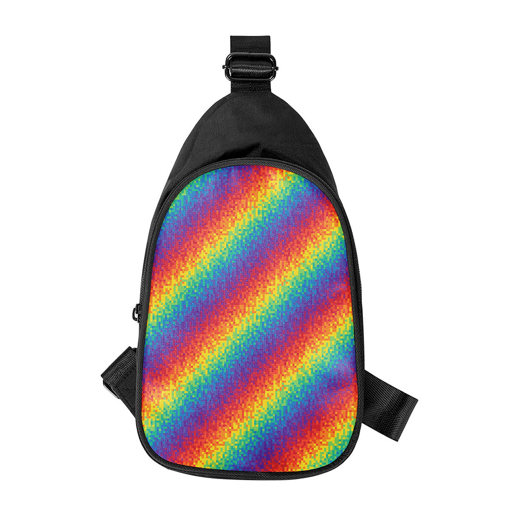 Pixel Rainbow Pattern Print Chest Bag