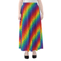 Pixel Rainbow Pattern Print Chiffon Maxi Skirt