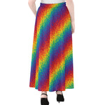 Pixel Rainbow Pattern Print Chiffon Maxi Skirt
