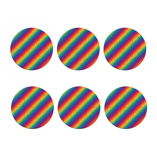 Pixel Rainbow Pattern Print Coaster Set