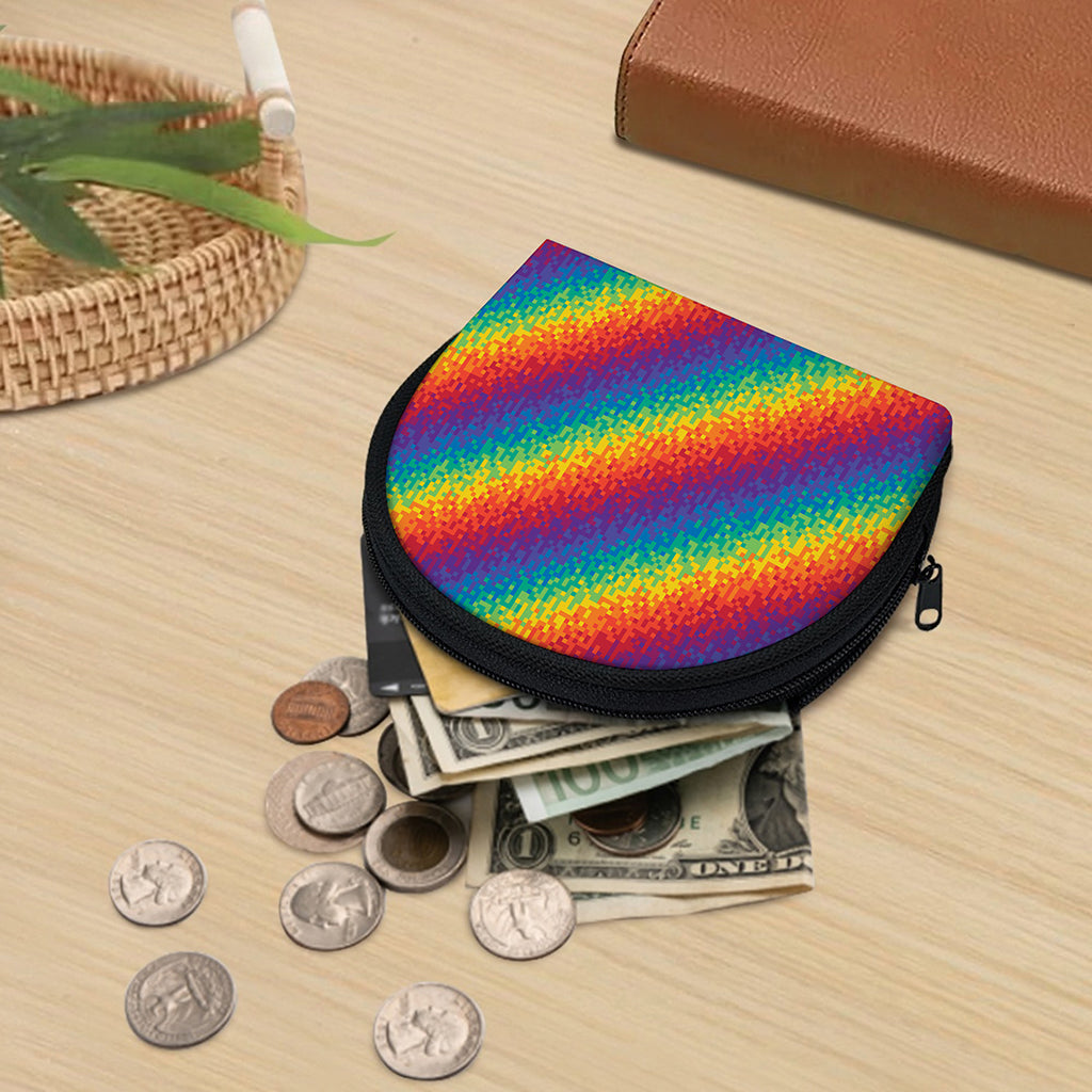 Pixel Rainbow Pattern Print Coin Purse