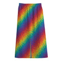 Pixel Rainbow Pattern Print Cotton Front Slit Maxi Skirt