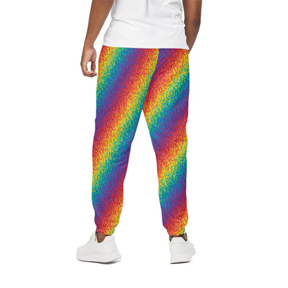Pixel Rainbow Pattern Print Cotton Pants
