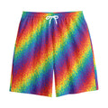 Pixel Rainbow Pattern Print Cotton Shorts