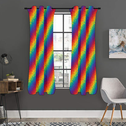 Pixel Rainbow Pattern Print Curtain