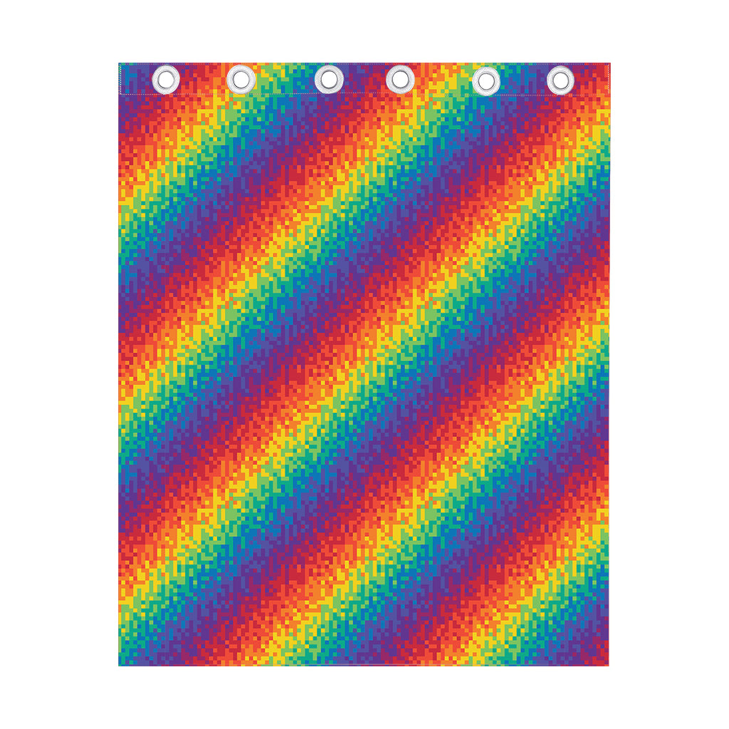 Pixel Rainbow Pattern Print Curtain