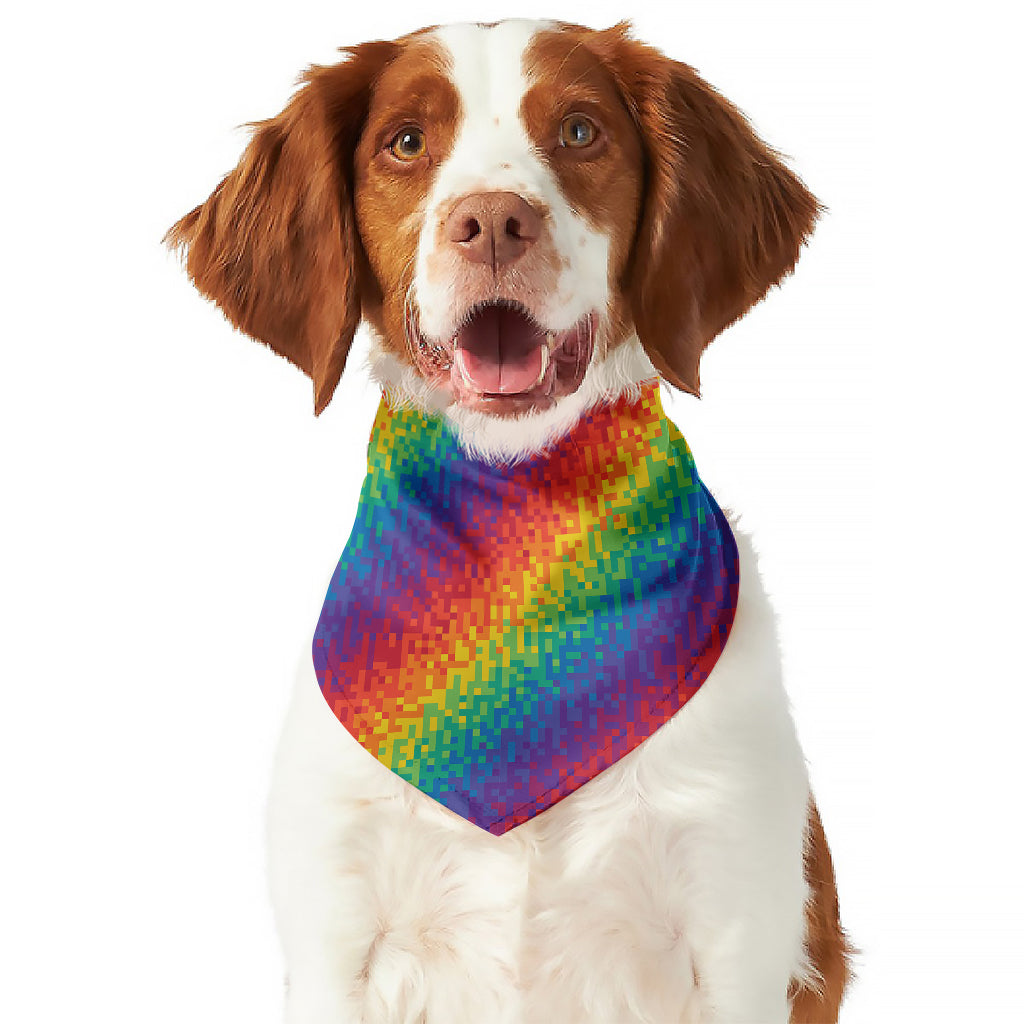 Pixel Rainbow Pattern Print Dog Bandana