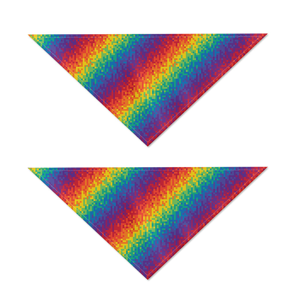 Pixel Rainbow Pattern Print Dog Bandana