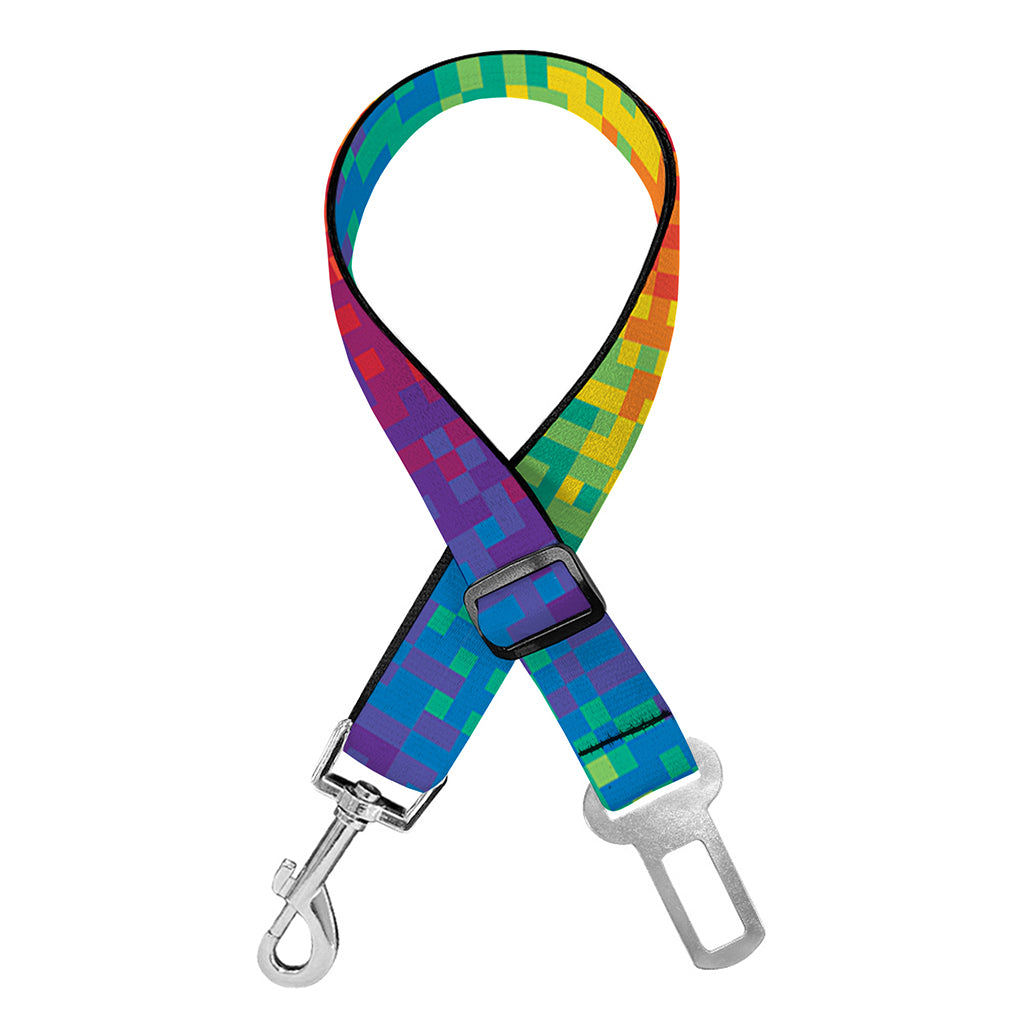 Pixel Rainbow Pattern Print Dog Seat Belt