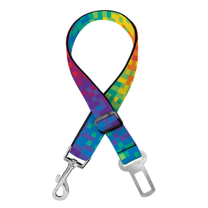 Pixel Rainbow Pattern Print Dog Seat Belt