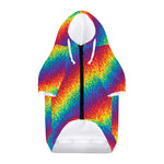 Pixel Rainbow Pattern Print Dog Zip Up Hoodie