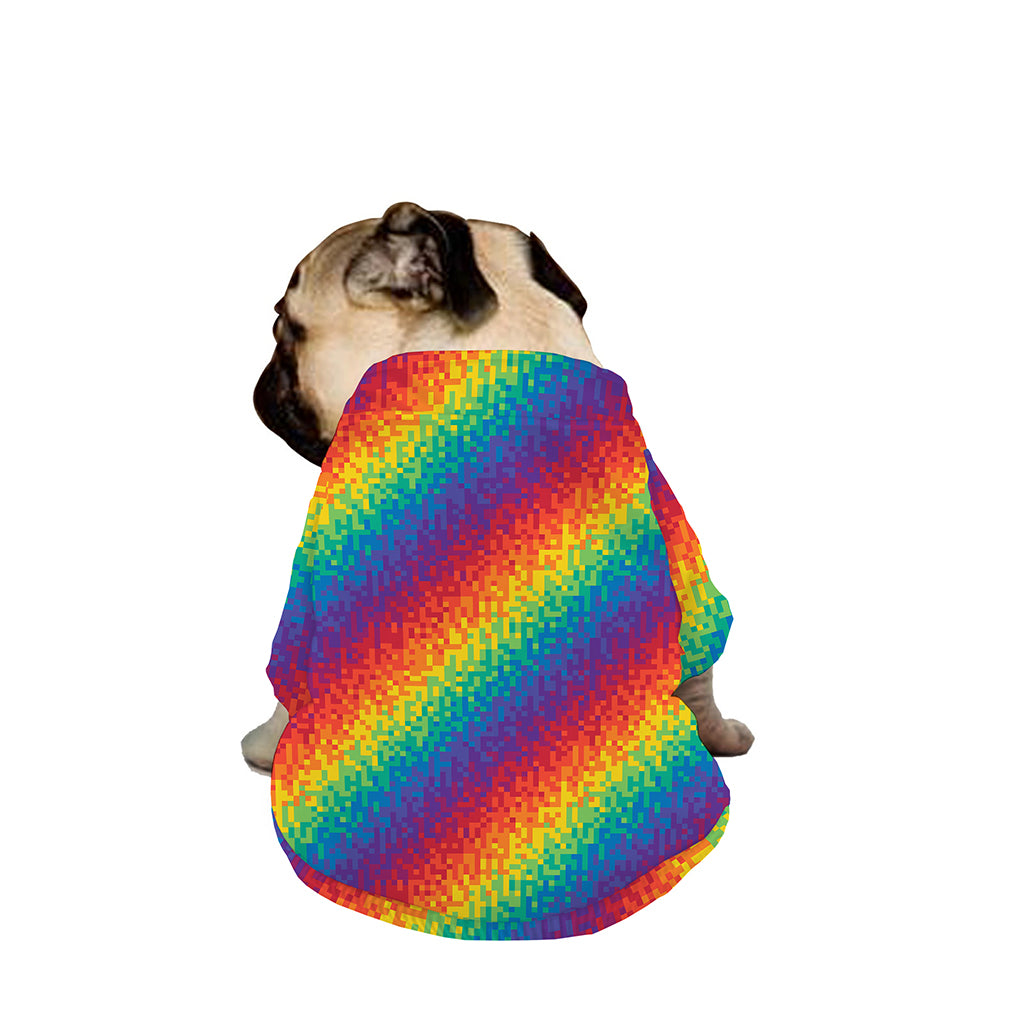 Pixel Rainbow Pattern Print Dog Zip Up Jacket