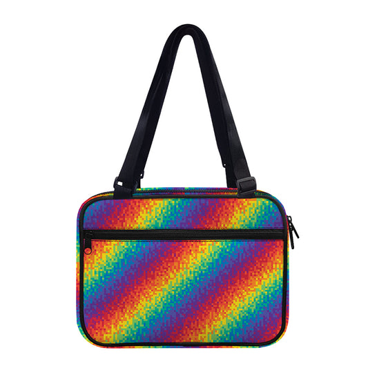Pixel Rainbow Pattern Print Double Strap Bible Bag