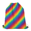 Pixel Rainbow Pattern Print Drawstring Bag
