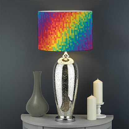 Pixel Rainbow Pattern Print Drum Lamp Shade