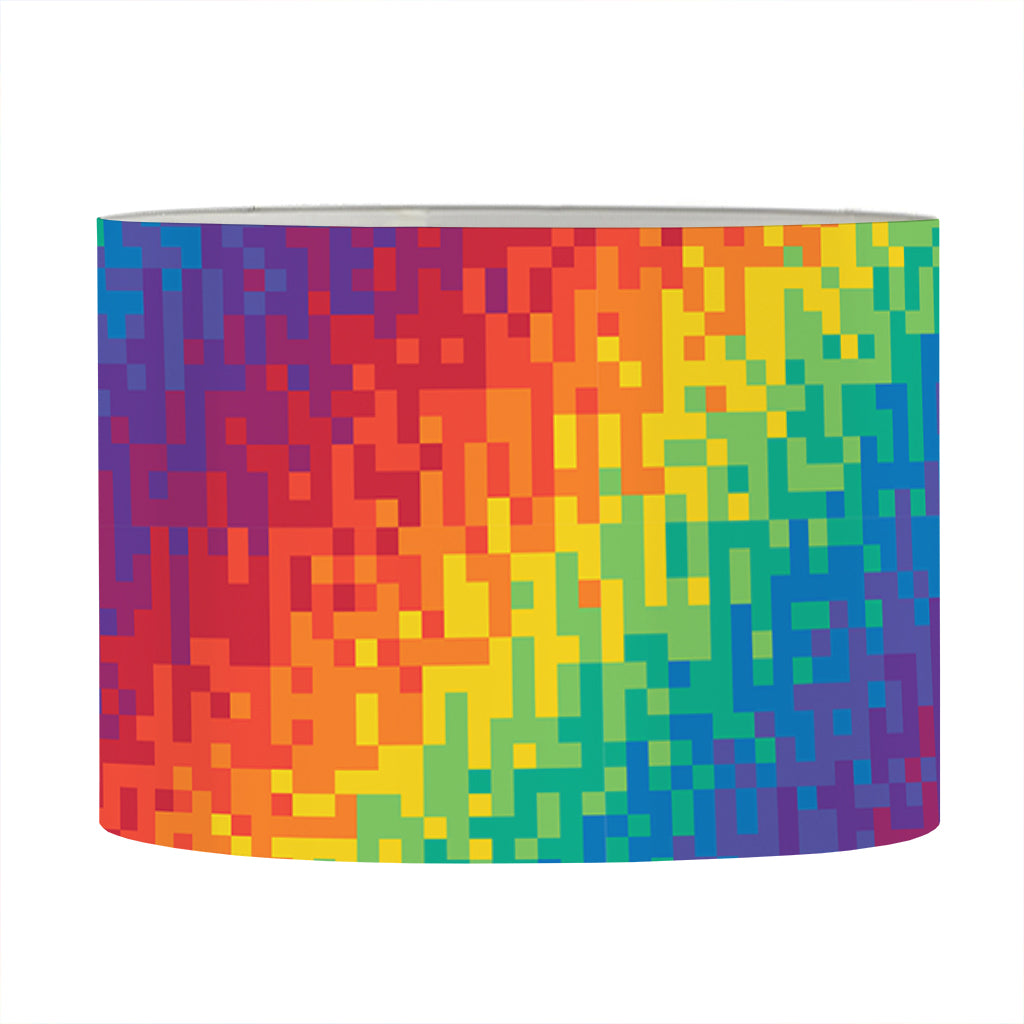 Pixel Rainbow Pattern Print Drum Lamp Shade