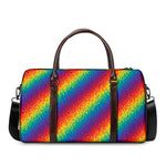 Pixel Rainbow Pattern Print Duffle Bag
