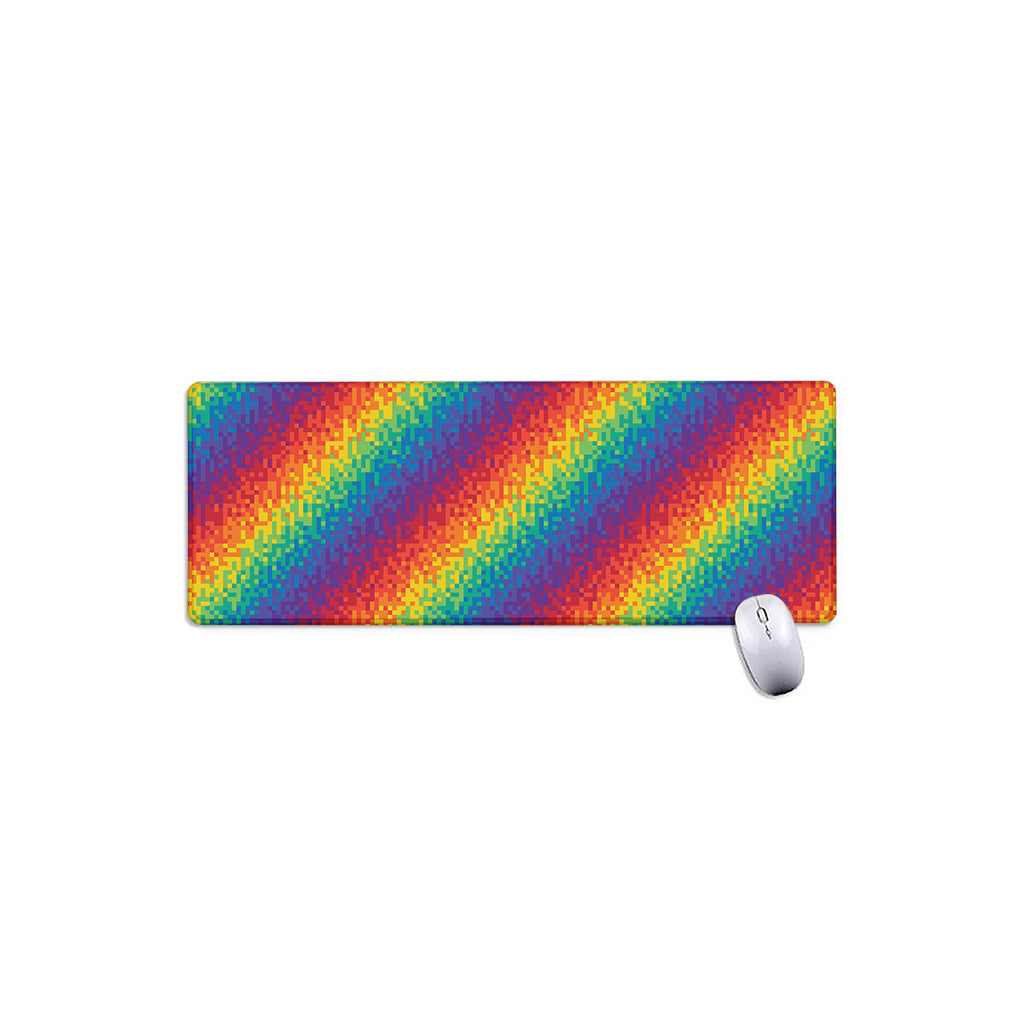 Pixel Rainbow Pattern Print Extended Mouse Pad