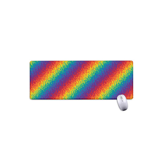 Pixel Rainbow Pattern Print Extended Mouse Pad