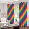 Pixel Rainbow Pattern Print Extra Wide Grommet Curtains