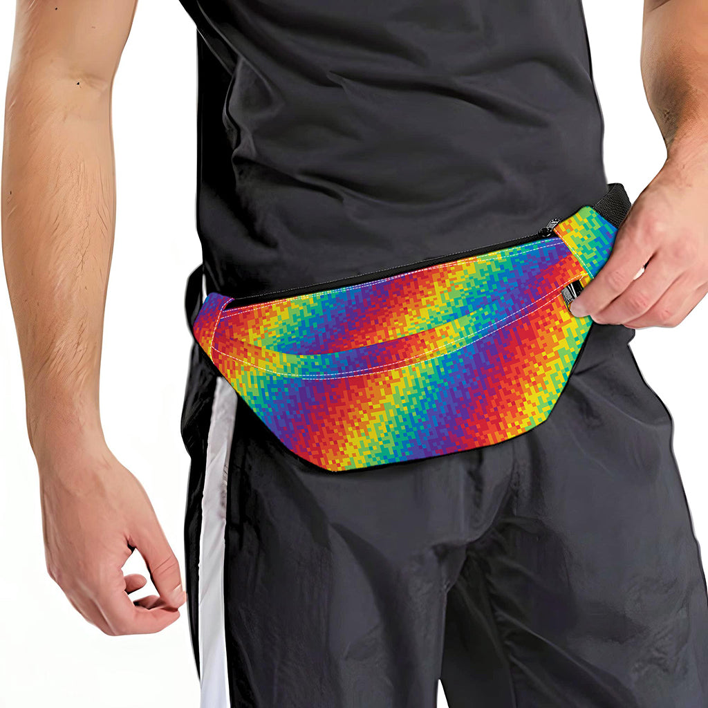 Pixel Rainbow Pattern Print Fanny Pack