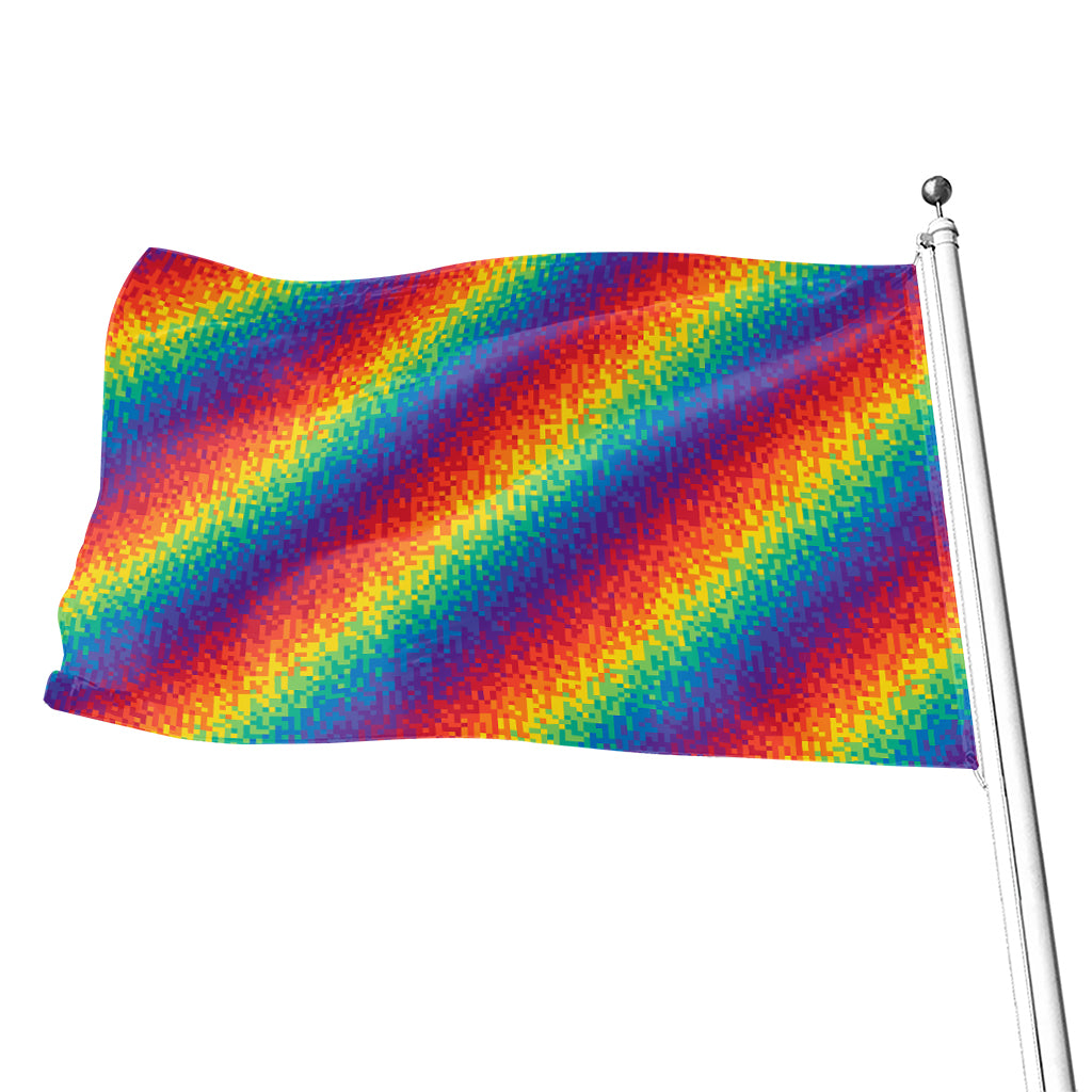 Pixel Rainbow Pattern Print Flag
