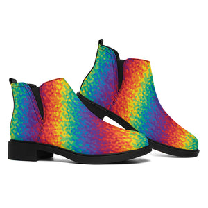 Pixel Rainbow Pattern Print Flat Ankle Boots