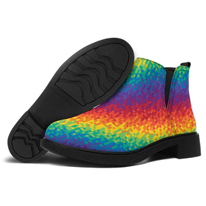 Pixel Rainbow Pattern Print Flat Ankle Boots