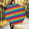 Pixel Rainbow Pattern Print Foldable Umbrella