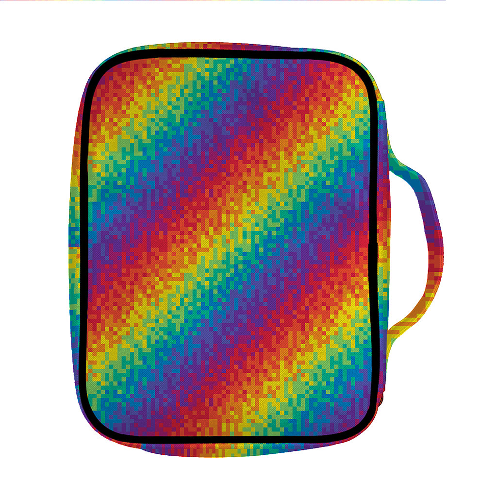 Pixel Rainbow Pattern Print Front Pocket Bible Bag