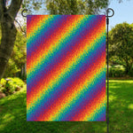 Pixel Rainbow Pattern Print Garden Flag