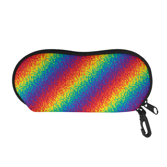 Pixel Rainbow Pattern Print Glasses Case