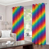 Pixel Rainbow Pattern Print Grommet Curtains