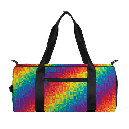 Pixel Rainbow Pattern Print Gym Bag
