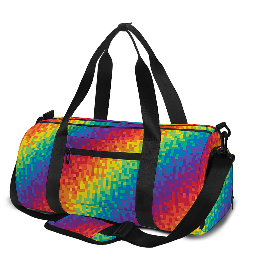 Pixel Rainbow Pattern Print Gym Bag