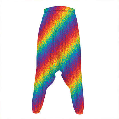 Pixel Rainbow Pattern Print Hammer Pants