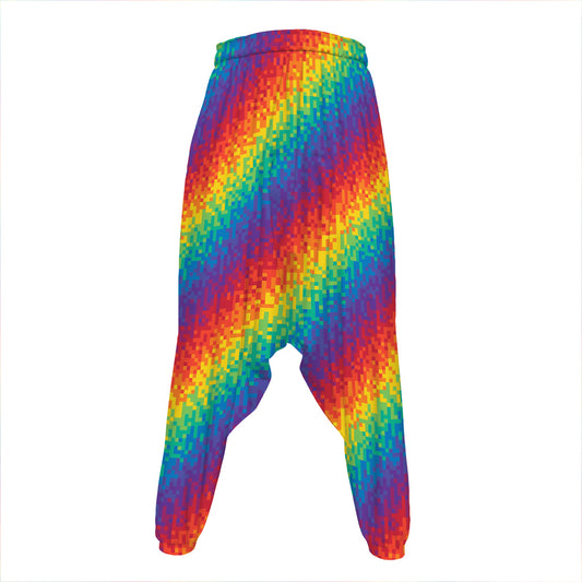 Pixel Rainbow Pattern Print Hammer Pants